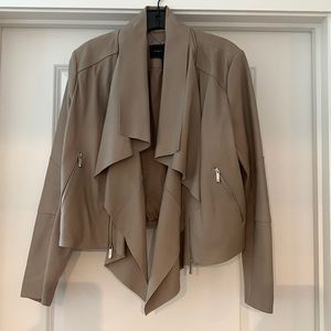 BCBGMAXAZRIA Leather Jacket taupe womens M